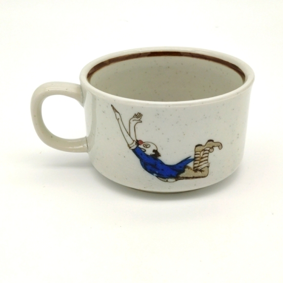 Vintage Otagiri Speckled Trapeze Clown Circus coffee mug - Picture 2 of 4